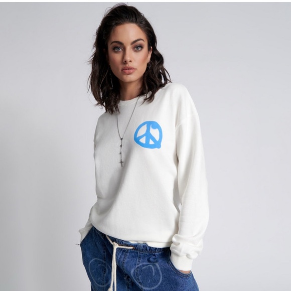 White One Teaspoon Get Physical Peace Sweater Size XS